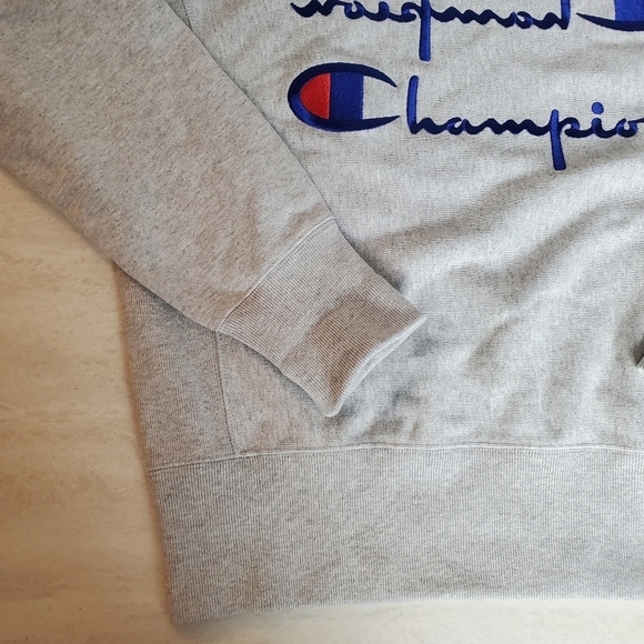 Champion Reverse Weave Mens Large Sweatshirt Warm up Jumper Gray 3 Logo - Picture 10 of 12